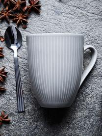 Weiße Kaffeetassen Groove mit Rillenstruktur, 4 Stück, Steingut, Weiß, Ø 9 x H 11 cm, 300 ml