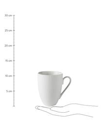 Weiße Kaffeetassen Groove mit Rillenstruktur, 4 Stück, Steingut, Weiß, Ø 9 x H 11 cm, 300 ml