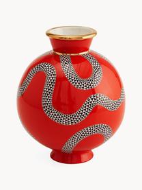 Porzellan-Vase Eden mit Goldakzenten, H 23 cm, Porzellan mit echten Goldakzenten, Rot, Schwarz, Weiss, Gold, Ø 20 x H 23 cm