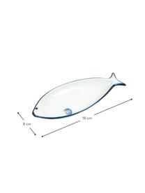 Servierplatten Fish aus Porzellan in Blau/Weiss, L 18 x 8 cm, 2-er-Set, Porzellan, Weiss, Blau, L 18 x B 8 cm