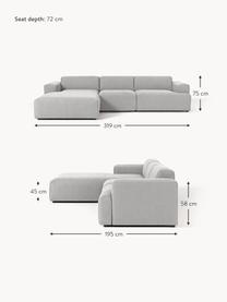 Ecksofa Melva (4-Sitzer), Bezug: 100 % Polyester Der strap, Gestell: Massives Kiefern- und Fic, Webstoff Hellgrau, B 319 x T 195 cm, Eckteil links