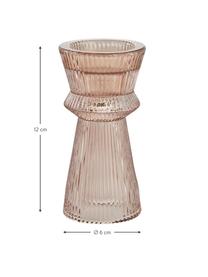 Candelabro in vetro Sivia, Vetro, Rosa trasparente, Ø 6 x Alt. 12 cm