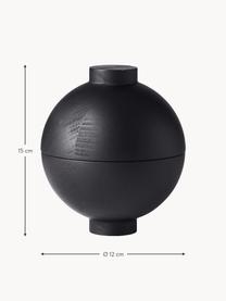 Úložná dóza Sphere, Drevo, potiahnuté, Čierna, Ø 12 x V 15 cm