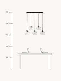 Lampada a sospensione cluster Madina, Paralume: vetro, Baldacchino: metallo verniciato a polv, Nero, Larg. 90 x Alt. 150 cm