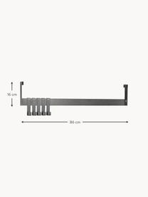 Binario per ganci in acciaio con 5 ganci Fari, Acciaio rivestito, Nero, Larg. 86 x Alt. 4 cm