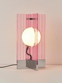 Lámpara de mesa Mills, Pantalla: cristal, Cable: cubierto en tela, Rosa claro, plateado, An 25 x F 45 cm