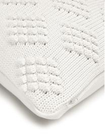 Housse de coussin 40x40 tricot Elly, Coton, Blanc crème, larg. 40 x long. 40 cm