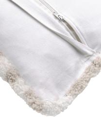 Flauschige Kissenhülle Gaja, Vorderseite: 100% Polyester, Rückseite: 100% Baumwolle, Beige, Cremeweiß, B 45 x L 45 cm