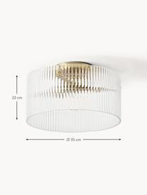 Plafondlamp Emmi van glas, Lampenkap: glas, Goudkleurig, transparant, Ø 35 x H 22 cm