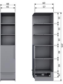 Armoire modulaire grise Pure, Bois de pin, enduit, Gris, larg. 48 x haut. 215 cm