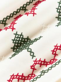 Vyšívaný povlak na polštář s vánočním vzorem Rebeca, 100 % bavlna, Tlumeně bílá, červená, zelená, Š 45 cm, D 45 cm