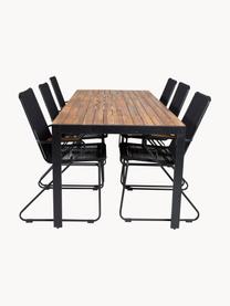 Set de comedor para exterior Bois, 7 pzas., Asiento: cuerda recubierta, Negro, madera de acacia, Set de diferentes tamaños