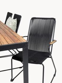 Set de comedor para exterior Bois, 7 pzas., Asiento: cuerda recubierta, Negro, madera de acacia, Set de diferentes tamaños