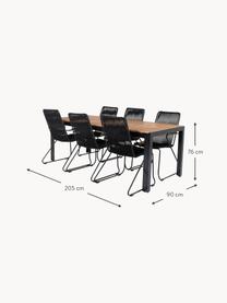 Set de comedor para exterior Bois, 7 pzas., Asiento: cuerda recubierta, Negro, madera de acacia, Set de diferentes tamaños