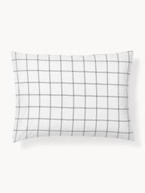 Funda de almohada doble cara de algodón a cuadros Enna, Blanco, negro, An 45 x L 110 cm