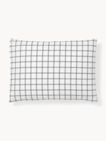 Taie d'oreiller réversible en coton à carreaux Enna, Blanc, noir, larg. 50 x long. 70 cm