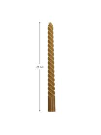 Gedraaide kaarsen Twisted, 4 stuks, Was, Okergeel, L 26 cm