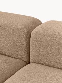 Modulares Bouclé-Sofa Lena (3-Sitzer) mit Hocker, Bezug: Bouclé (93 % Polyester, 6, Gestell: Kiefernholz, Schichtholz,, Bouclé Hellbraun, B 209 x T 181 cm