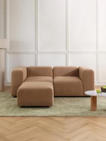 Modulares Bouclé-Sofa Lena (3-Sitzer) mit Hocker, Bezug: Bouclé (93 % Polyester, 6, Gestell: Kiefernholz, Schichtholz,, Bouclé Hellbraun, B 209 x T 181 cm