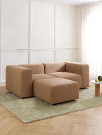 Modulares Bouclé-Sofa Lena (3-Sitzer) mit Hocker, Bezug: Bouclé (93 % Polyester, 6, Gestell: Kiefernholz, Schichtholz,, Füße: Kunststoff, Bouclé Hellbraun, B 209 x T 181 cm