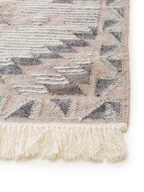 Alfombra artesanal de lana Cari, estilo étnico, 70% lana, 30% poliéster, Gris, An 80 x L 150 cm (Tamaño XS)