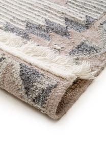Handgeweven wollen vloerkleed Cari met ethno patroon, 70% wol, 30% polyester, Grijs, B 80 x L 150 cm (maat XS)
