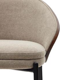 Tabouret de bar en velours Eamy, Chenille beige, noir, larg. 54 x prof. 51 cm