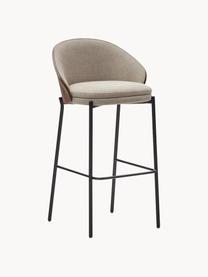 Tabouret de bar en velours Eamy, Chenille beige, noir, larg. 54 x prof. 51 cm