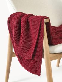 Strickdecke Adalyn aus Bio-Baumwolle, 100% Bio-Baumwolle, GOTS-zertifiziert, Weinrot, B 150 x L 200 cm