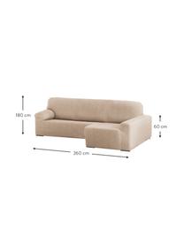 Copertura divano angolare Roc, 55% poliestere, 35% cotone, 10% elastomero, Beige, Larg. 360 x Alt. 180 cm, chaise-longue a destra