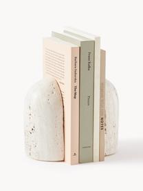 Boekensteun Sava uit travertijn, 2 stuks, Travertijn, Beige, travertijn, B 10 x H 13 cm