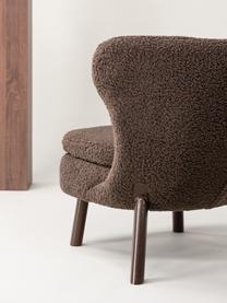 Fauteuil avec tabouret assorti Ryxö, 2 élém., Tissu peluche brun, Lot de différentes tailles