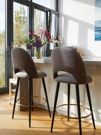 Krzesło barowe z aksamitu Rachel, Tapicerka: aksamit (wysokiej jakości, Nogi: metal malowany proszkowo, Aksamitny stalowoszary, S 48 x W 110 cm