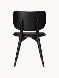 Kožená stolička s drevenými nohami Rock, Čierna, Š 52 x H 44 cm