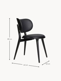 Kožená židle s dřevěnými nohami Rocker, ručně vyrobená, Černá, Š 52 cm, H 44 cm