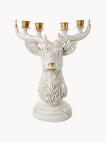 Kerzenhalter Deer , Polyresin, Weiss, Goldfarben, B 24 x H 28 cm