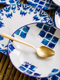 Assiette creuse artisanale céramique Ikat, 6 pièces, Céramique, Blanc, bleu, Ø 23 cm