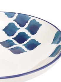 Platos hondos artesanales Ikat, 6 uds., Cerámica, Blanco, azul, Ø 23 cm