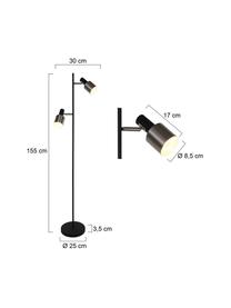 Leselampe Fjorgard aus Metall, Lampenschirm: Metall, lackiert, Lampenfuß: Metall, lackiert, Schwarz, Silberfarben, matt, Ø 30 x H 155 cm