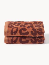 Asciugamani in varie misure Leo 2 pz, Terracotta, marrone scuro, Asciugamano, Larg. 50 x Lung. 100 cm