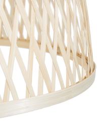 Handgemaakte hanglamp Eve van bamboehout, Lampenkap: bamboe, Baldakijn: gepoedercoat metaal, Bamboekleurig, Ø 40  x H 40 cm