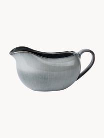 Handgemachte Sauciere Nordic Sea, Steingut, glasiert, Graublau, gesprenkelt, B 18 x H 10 cm