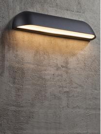 Design LED wandlamp voorkant, Lampenkap: gelakt staal, Diffuser: kunststof, Zwart, B 36 x H 7 cm