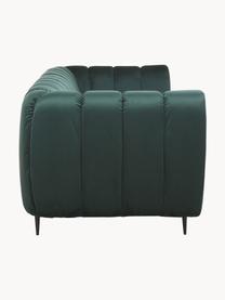 Sofá de terciopelo Shel (3 plazas), Tapizado: 100% terciopelo de poliés, Estructura: madera dura, madera bland, Patas: metal recubierto, Terciopelo verde oscuro, patas negro, An 210 x F 95 cm