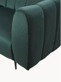 Sofá de terciopelo Shel (3 plazas), Tapizado: 100% terciopelo de poliés, Estructura: madera dura, madera bland, Patas: metal recubierto, Terciopelo verde oscuro, patas negro, An 210 x F 95 cm