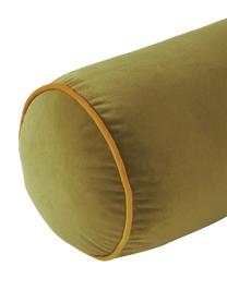 Cuscino divano rullo in velluto verde oliva Monet, Rivestimento: 100% velluto di poliester, Verde oliva, Ø 18 x Lung. 45 cm