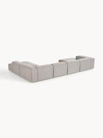 Sofá rinconera longue modular en tejido bouclé Lennon, Tapizado: tejido bouclé (100% polié, Estructura: madera contrachapada de p, Patas: plástico Este producto es, Bouclé gris pardo, An 418 x F 269 cm, chaise longue derecha