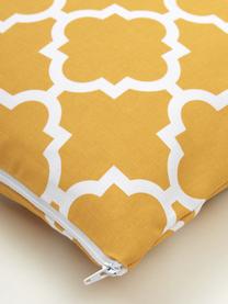 Housse de coussin 45x45 graphique Lana, Jaune moutarde, blanc