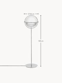 Lámpara de pie regulable Multi-Lite, Lámpara: aluminio recubierto Cable, Blanco mate, plateado brillante, Al 148 cm