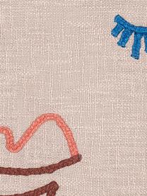 Grof geweven kussenhoes Faces met abstract borduurwerk, biokatoen, 100% biokatoen, Roze, donkerrood, blauw, 45 x 45 cm